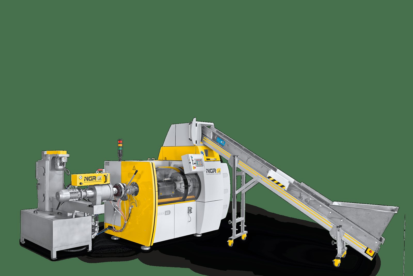 NGR A:GRAN shredder-feeder-extruder with infeed conveyor