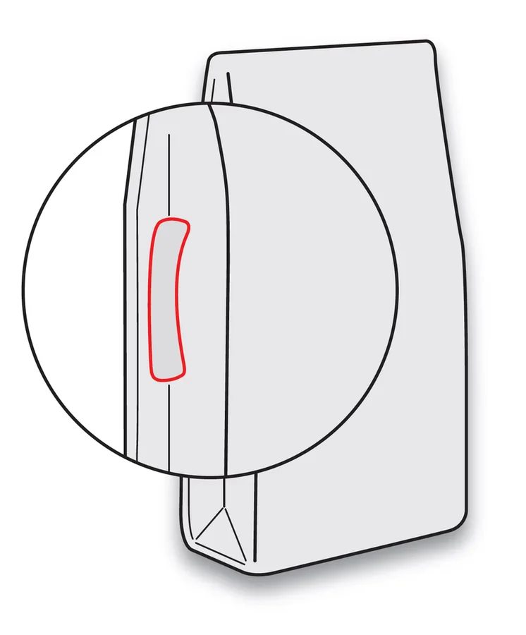 Handle in side gusset