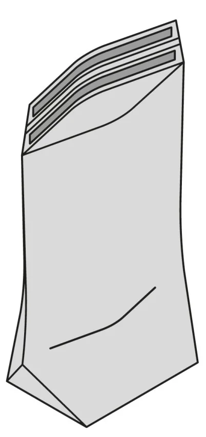 Isometric illustration of a paper cross-bottom e-commerce mailer bag