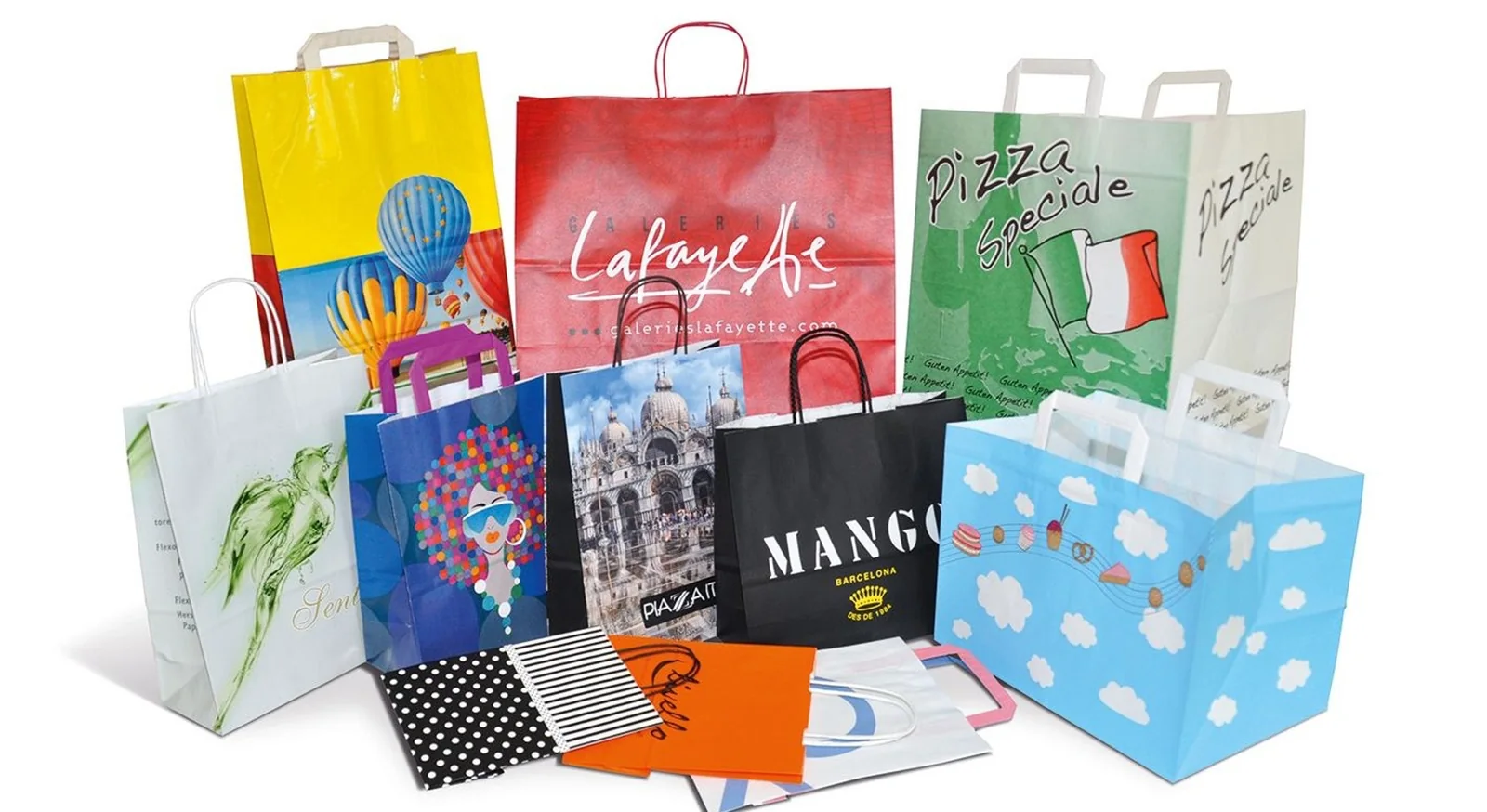 Colourful printed paper bags produced with a Garant LINAFLEX flexo press