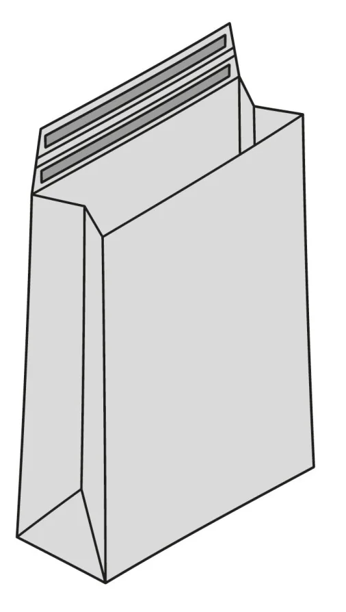 Isometric illustration of a paper e-commerce block-bottom mailer bag