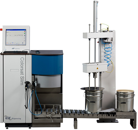 Colorsat Slim with blending station and bucket conveyor