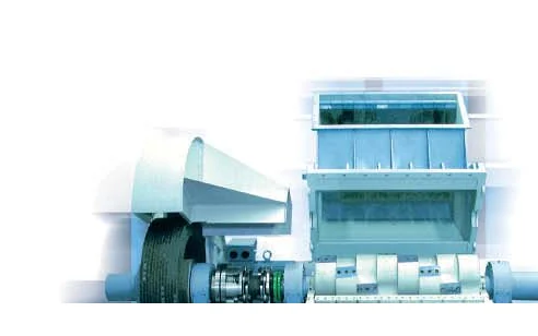 View into the grinding chamber of an HGM granulator