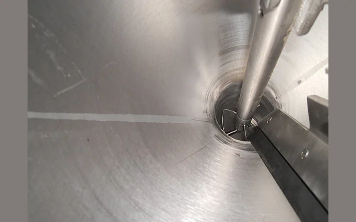 PTFE scraper blades inside the evaporator