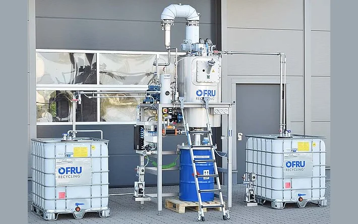 Solvent distillation and recycling plant