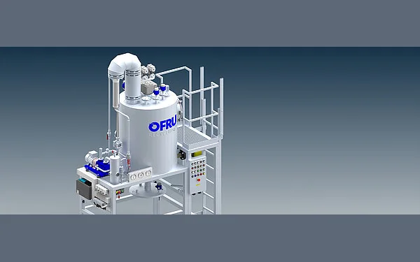 Distillation unit with feed and collection