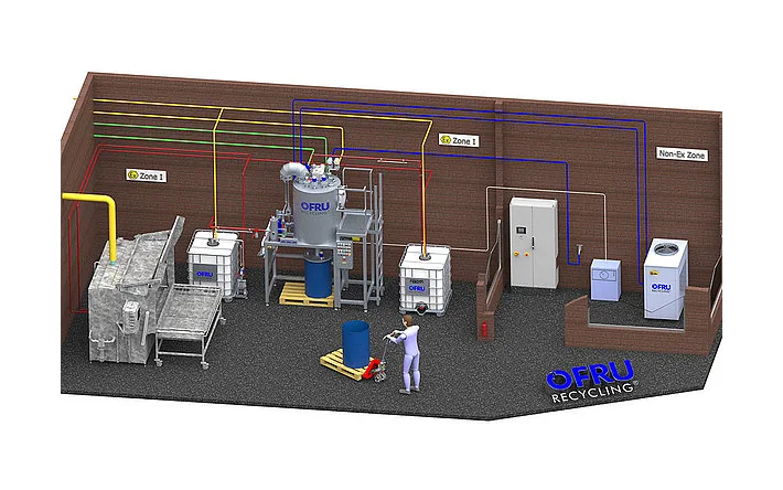 Parts washer paired with the distiller