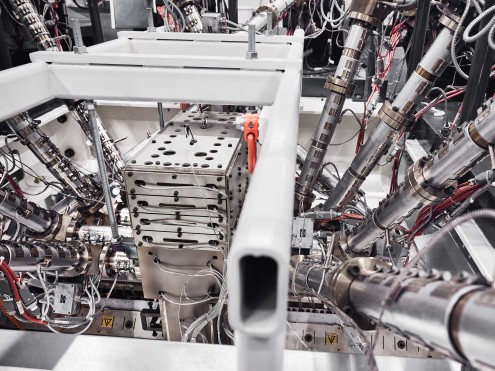 W&H FILMEX II CPP/CPE feedblock and extrusion detail